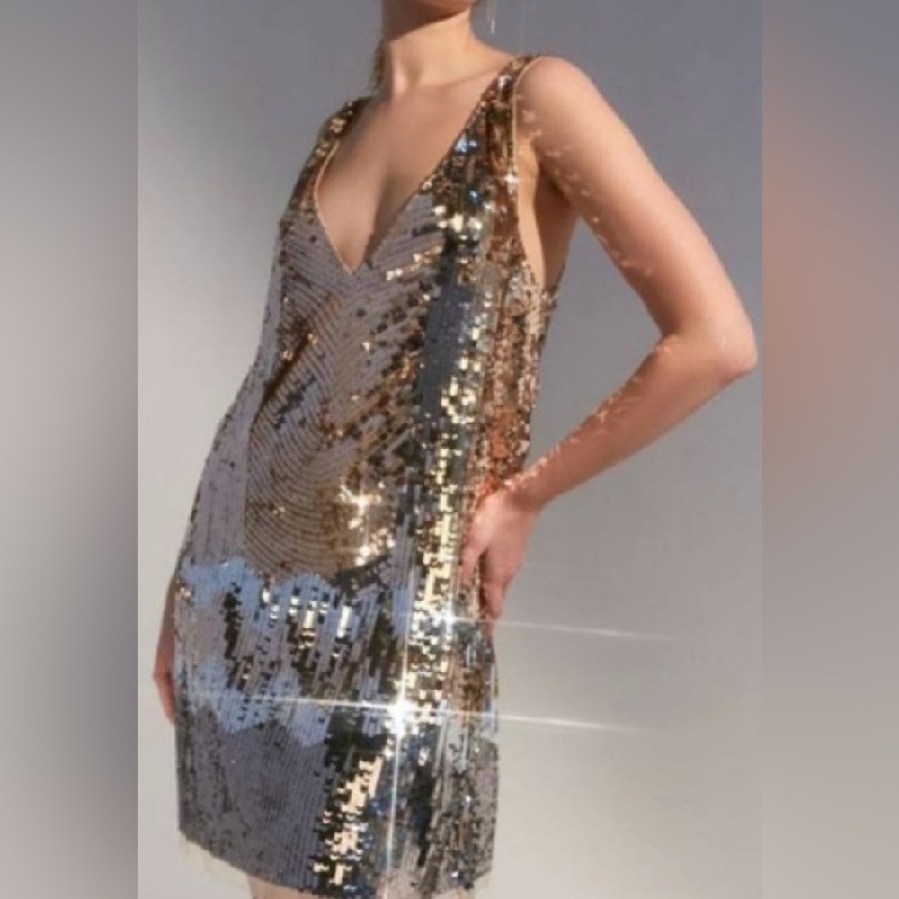 Urban Outfitters Monza Gold & Silver Sequined Dress